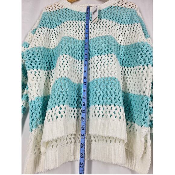 VINTAGE HAVANA TROPICAL TURQUOISE STRIPED KNIT CREWNECK – SIZE SMALL – NWT - Picture 5 of 10